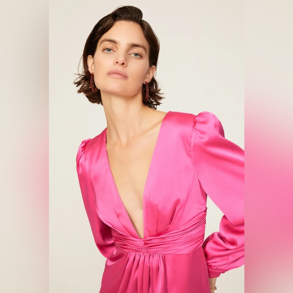 Ieena Mac Duggal satin twist pink jumpsuit - Picture 2 of 16